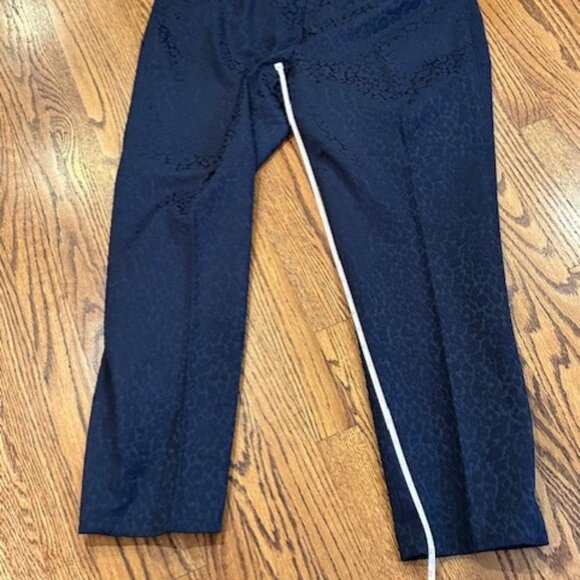 Ann Taylor LOFT Marisa Ankle Brocade Blue Pants Size 14 - Picture 8 of 9